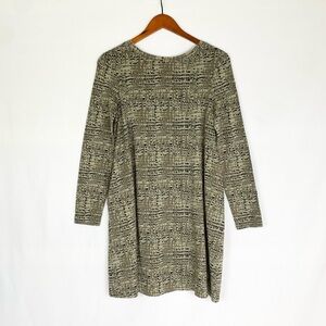 PACT Revive Organic Cotton Swing Dress Long Sleeve Pockets Midi Green‎ Casual